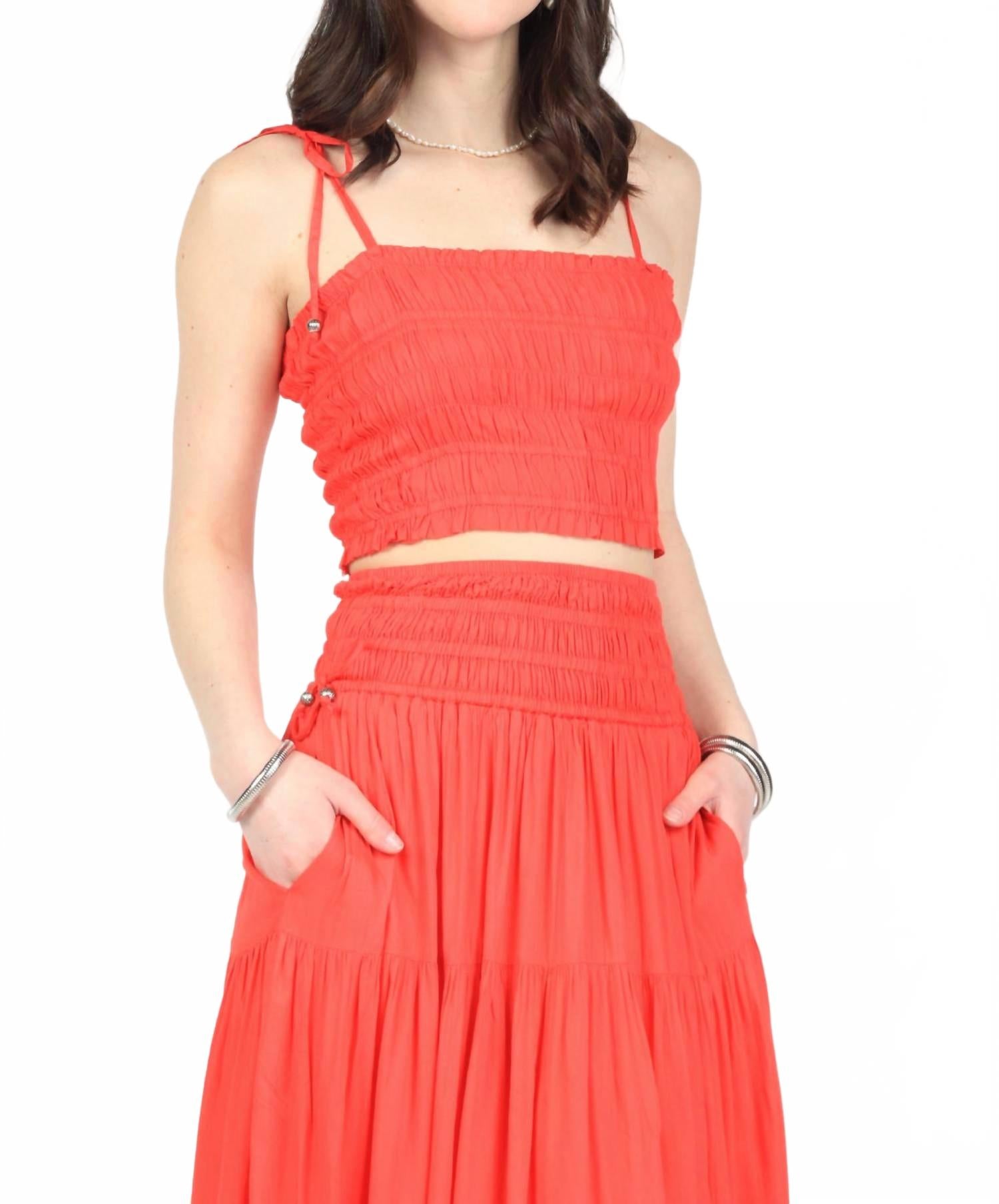 

ELAN Топ Evelyn с присборенной отделкой, цвет красный коралловый