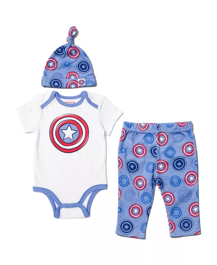 

Комплект одежды для мальчиков: боди, штанишки и шапочка (3 предмета) Avengers, синий