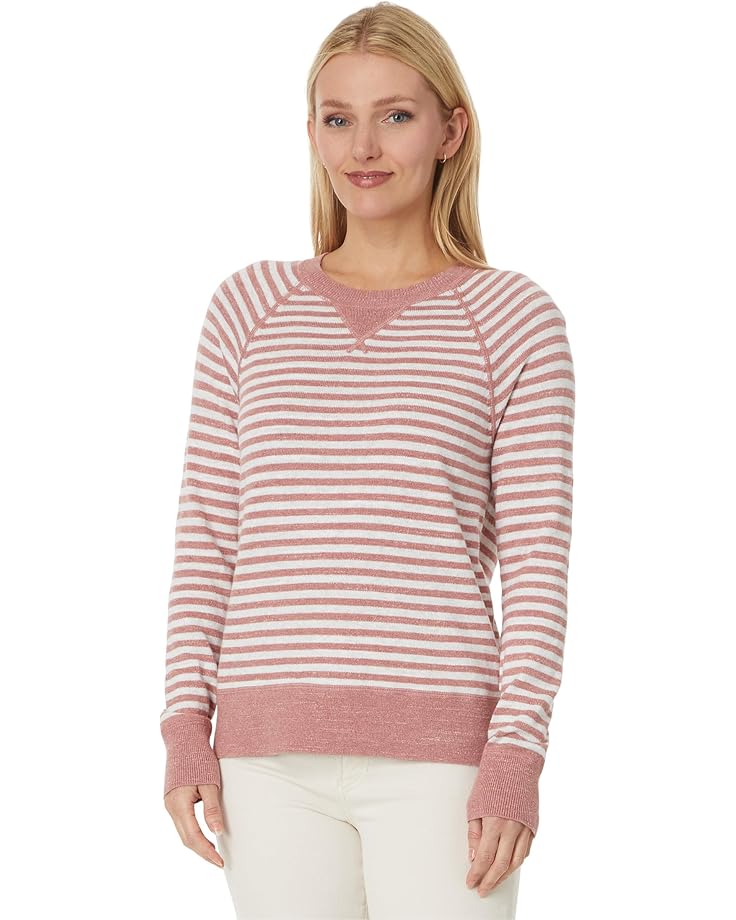 

Свитер L.L.Bean Organic Cotton Slub Crew Neck Sweatshirt Sweater Stripe, цвет Rose Wash/Light Heather Grey