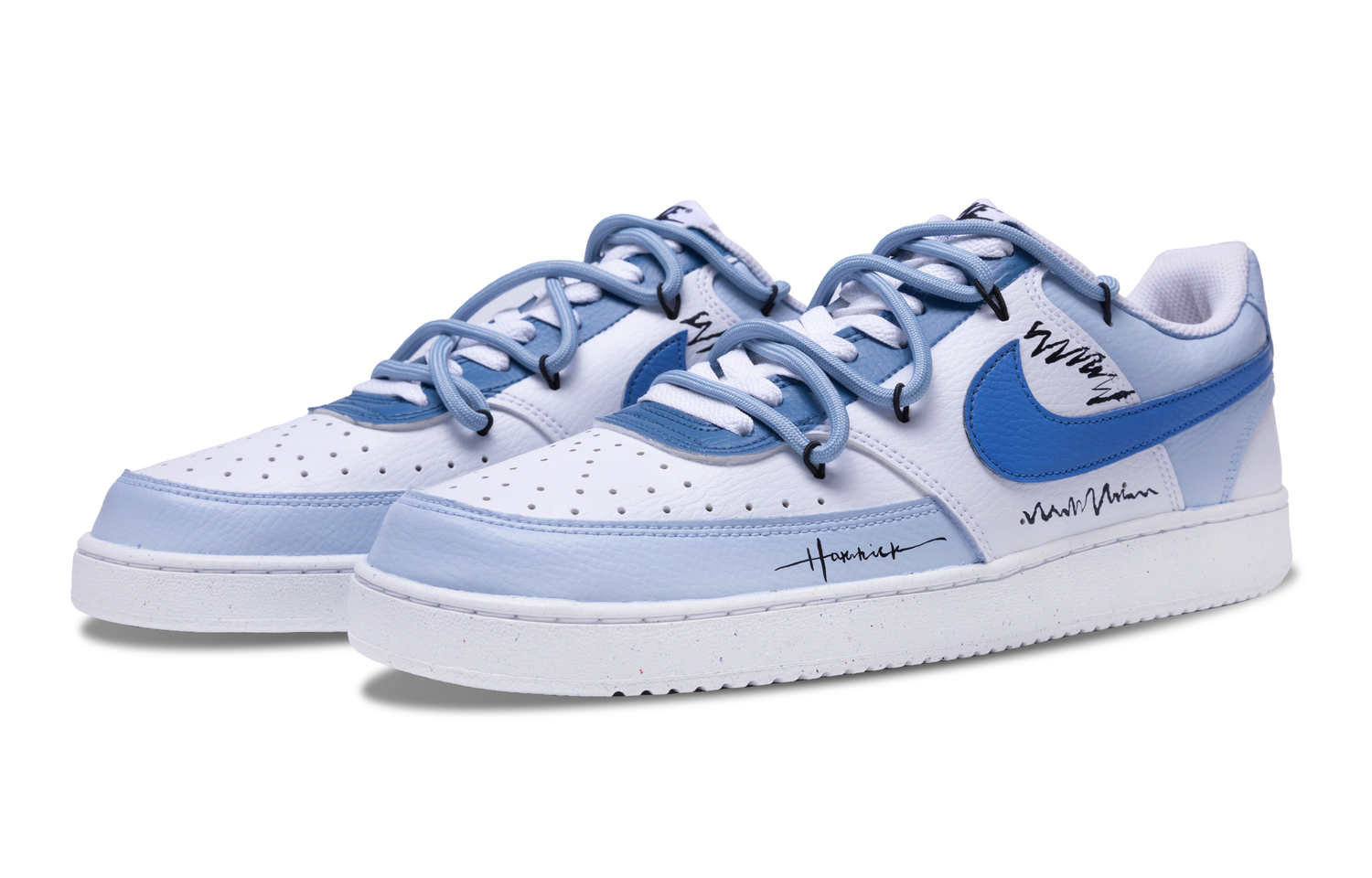 Кроссовки Nike Court Vision 1 мужские низкие бело-синие, тёмно-небесно-голубой — фото 3