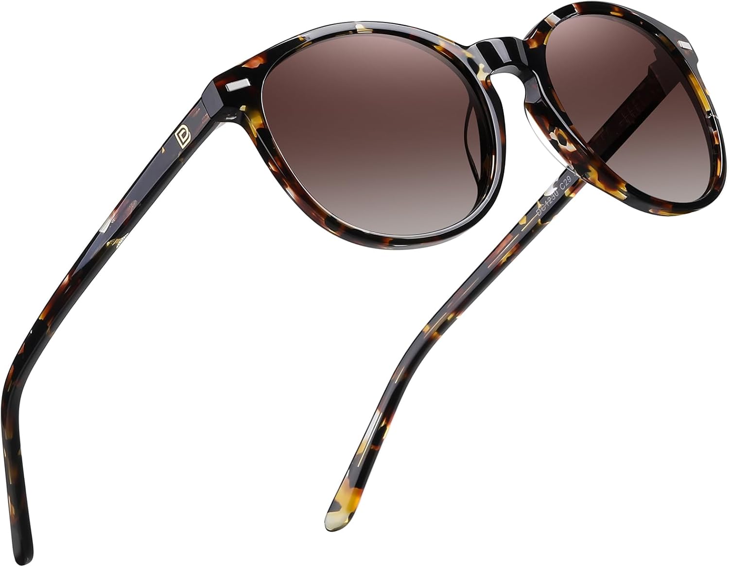 

Женские поляризованные солнцезащитные очки DUCO, ретро-круглые женские солнцезащитные очки, классический винтаж, защита от УФ-излучения UV400, модель DC1230, Tortoise Frame Gradient Brown Lens