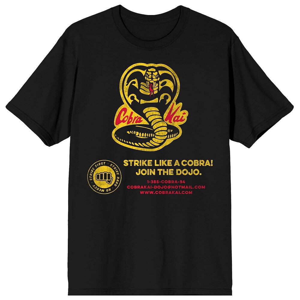 

Мужская футболка с надписью Cobra Kai и логотипом Sign-Up Licensed Character, черный