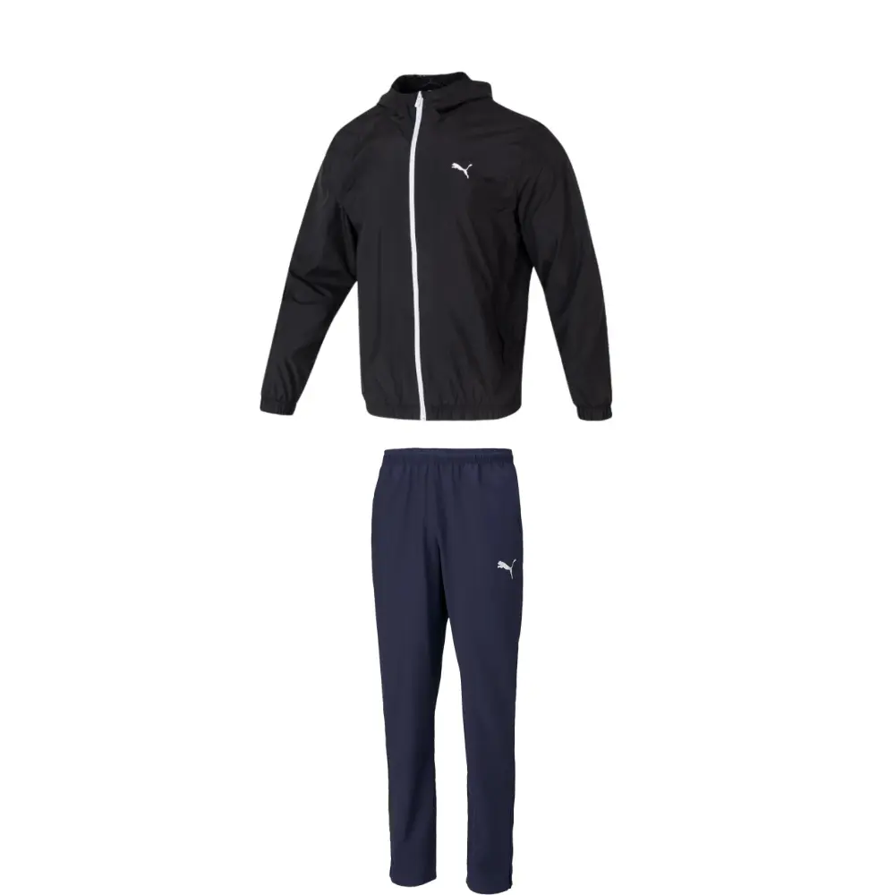 

PUMA Повседневный спортивный комплект для мужчин черный топ+морской синий низ