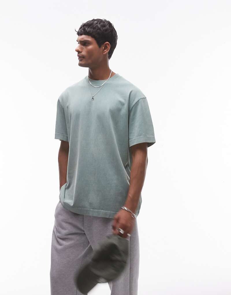 

Topman – зеленая стираная свободная футболка