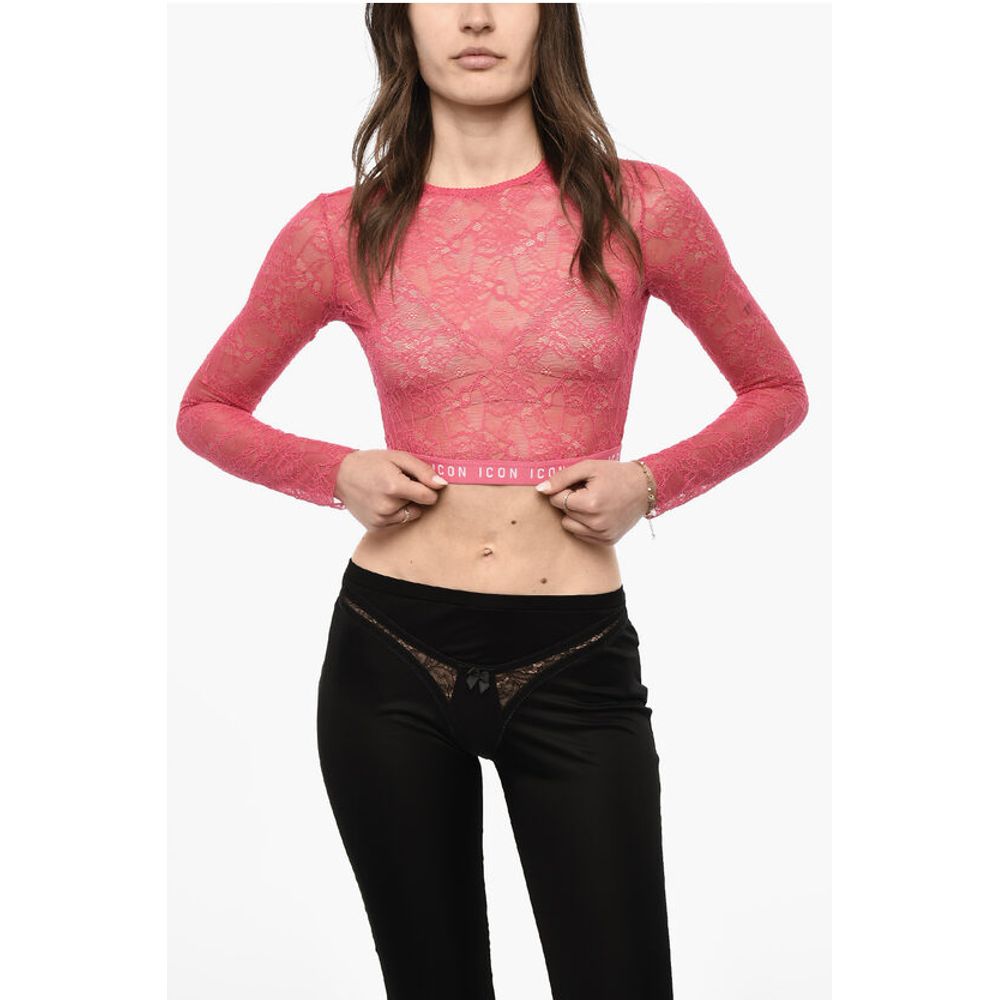 

Укороченный кружевной топ с логотипом на ленте Dsquared2, Multicolor