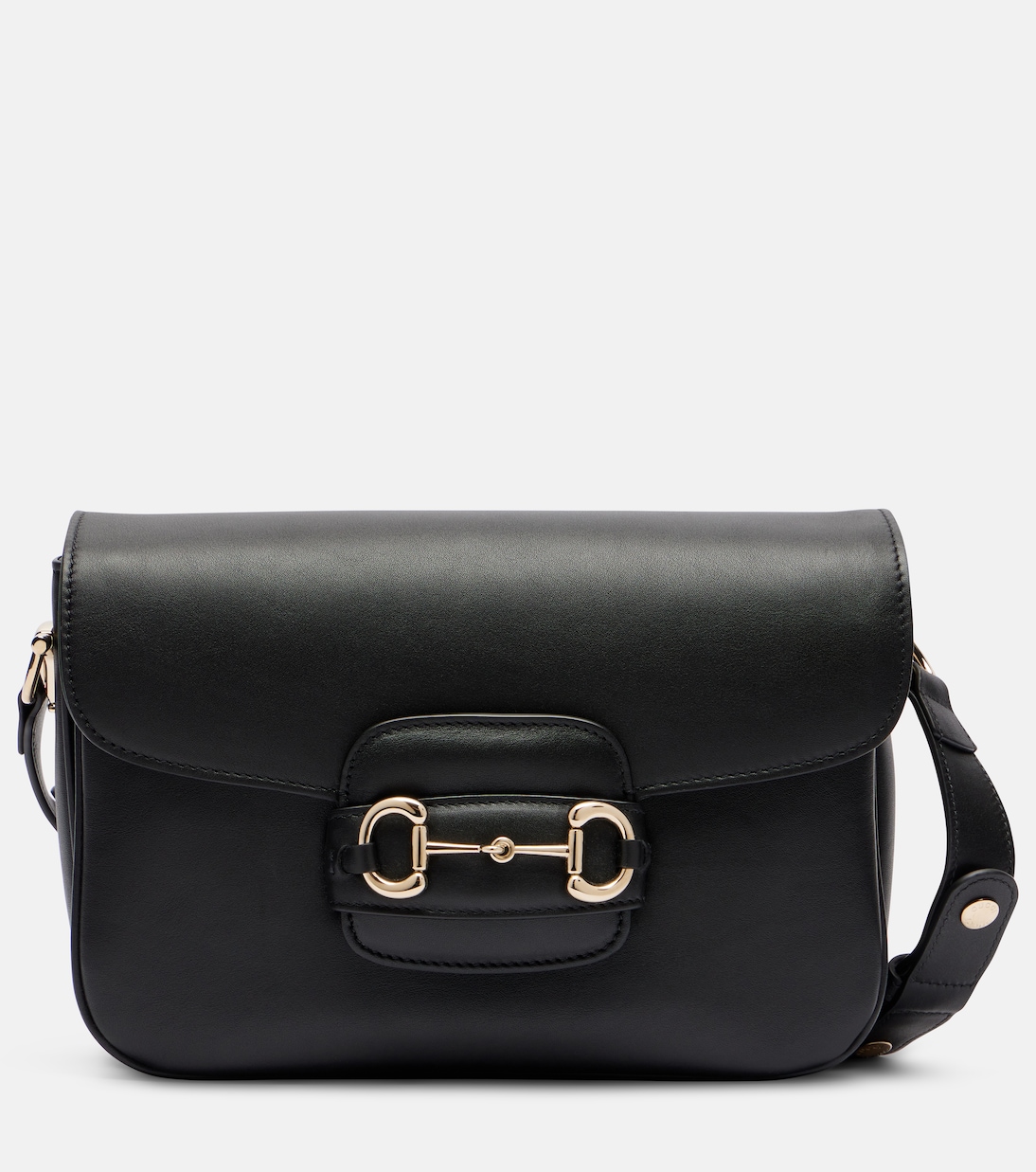 

Кожаное плечевое сумка с подвеской Horsebit Gucci, черный