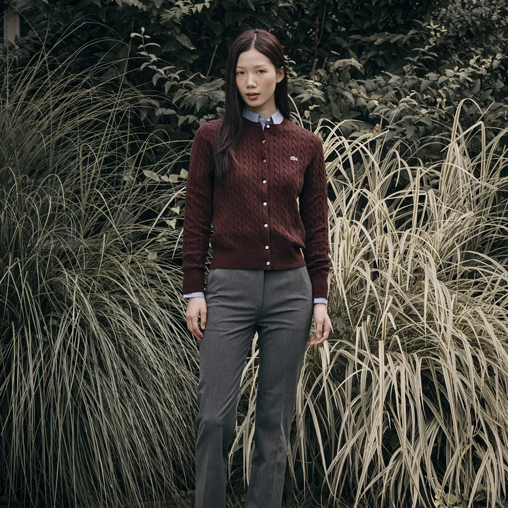 Брюки женские Lacoste фланелевые широкие, серые