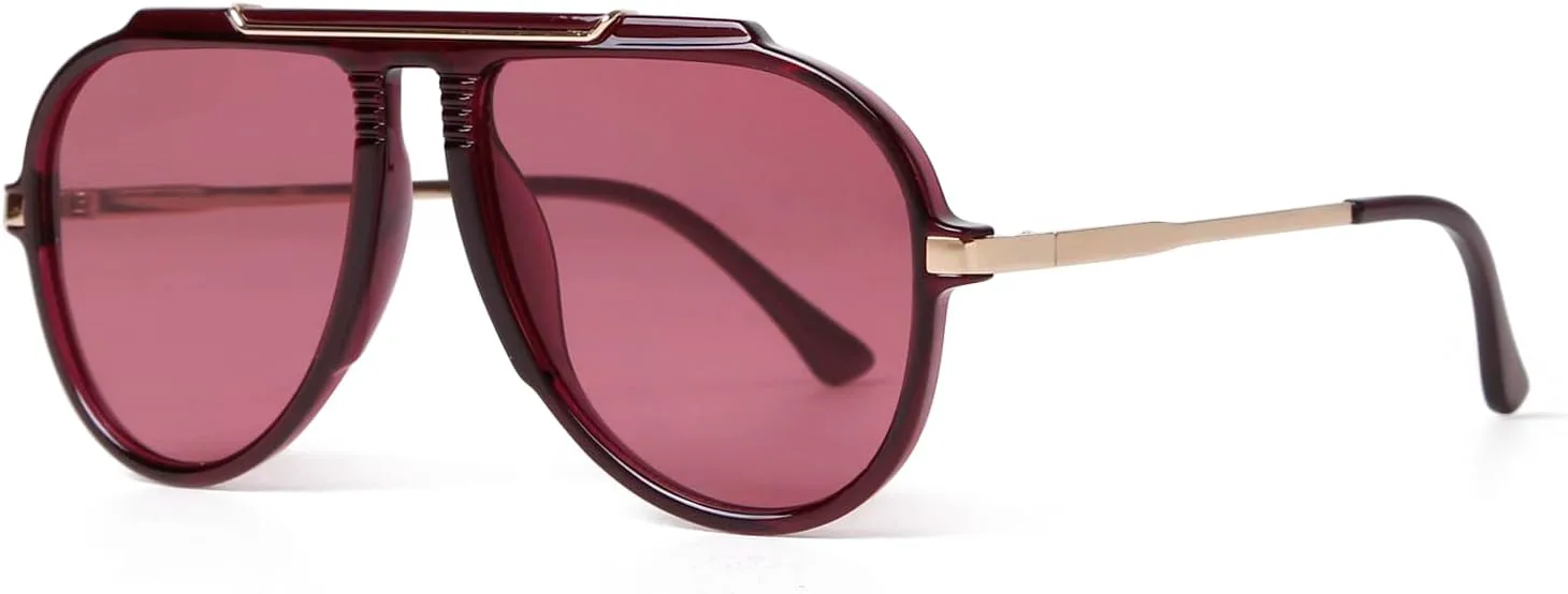 

Солнцезащитные очки-авиаторы ADE WU большого размера для женщин и мужчин, ретро-стиль 70-х, квадратная форма, не спутываются, Angora Red Frame Wine Red Lens