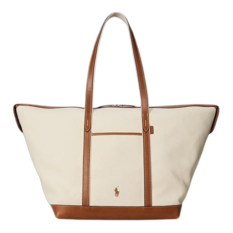 

Polo Ralph Lauren Женская большая сумка через плечо из ткани и натуральной кожи разноцветная