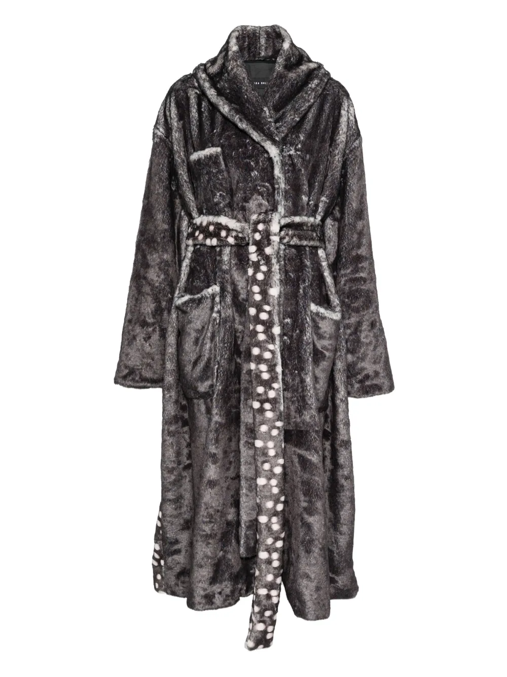 

Шуба из искусственного меха с поясом Barbara Bologna, серый