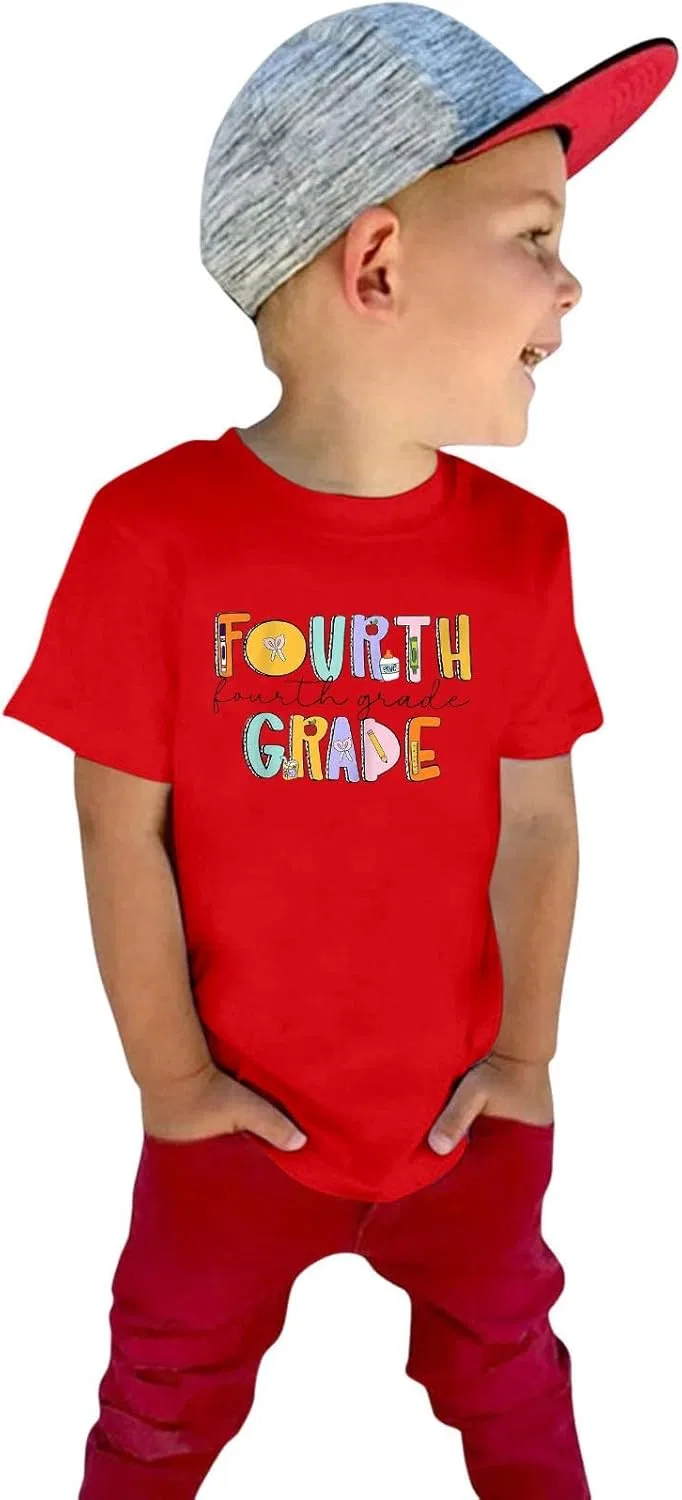 Футболка с принтом First Day of 4th Grade, Red — фото 2