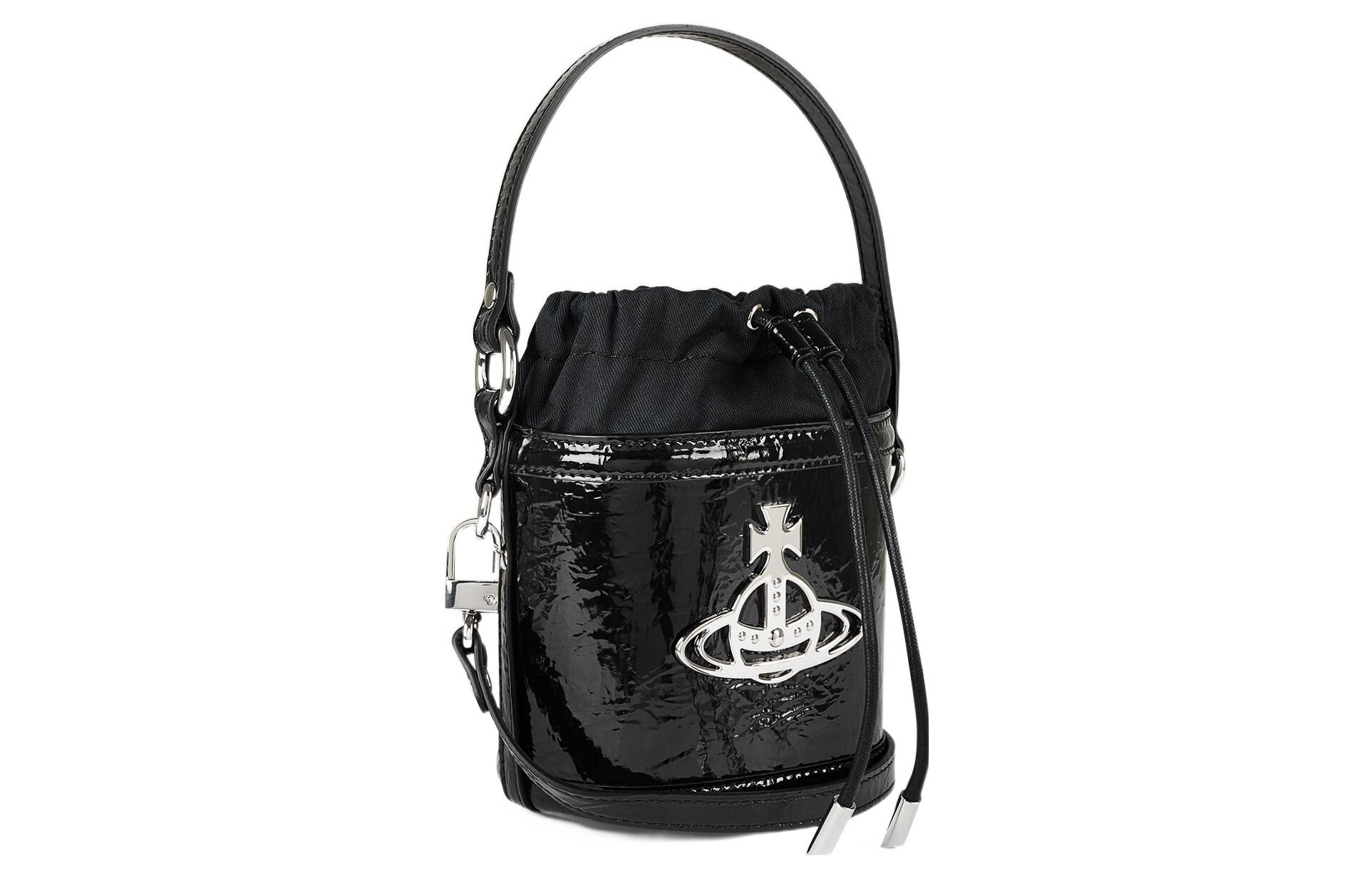 Сумка-ведро Vivienne Westwood из телячьей кожи DAISY, женская черная сумка через плечо, кроссбоди — фото 3