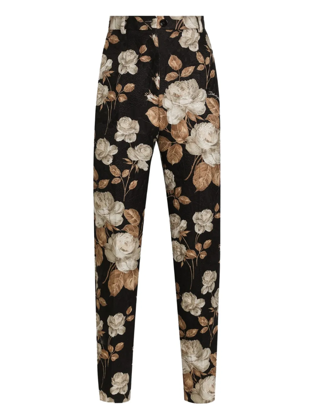 

Парчовые брюки с цветочным принтом DOLCE & GABBANA, черный
