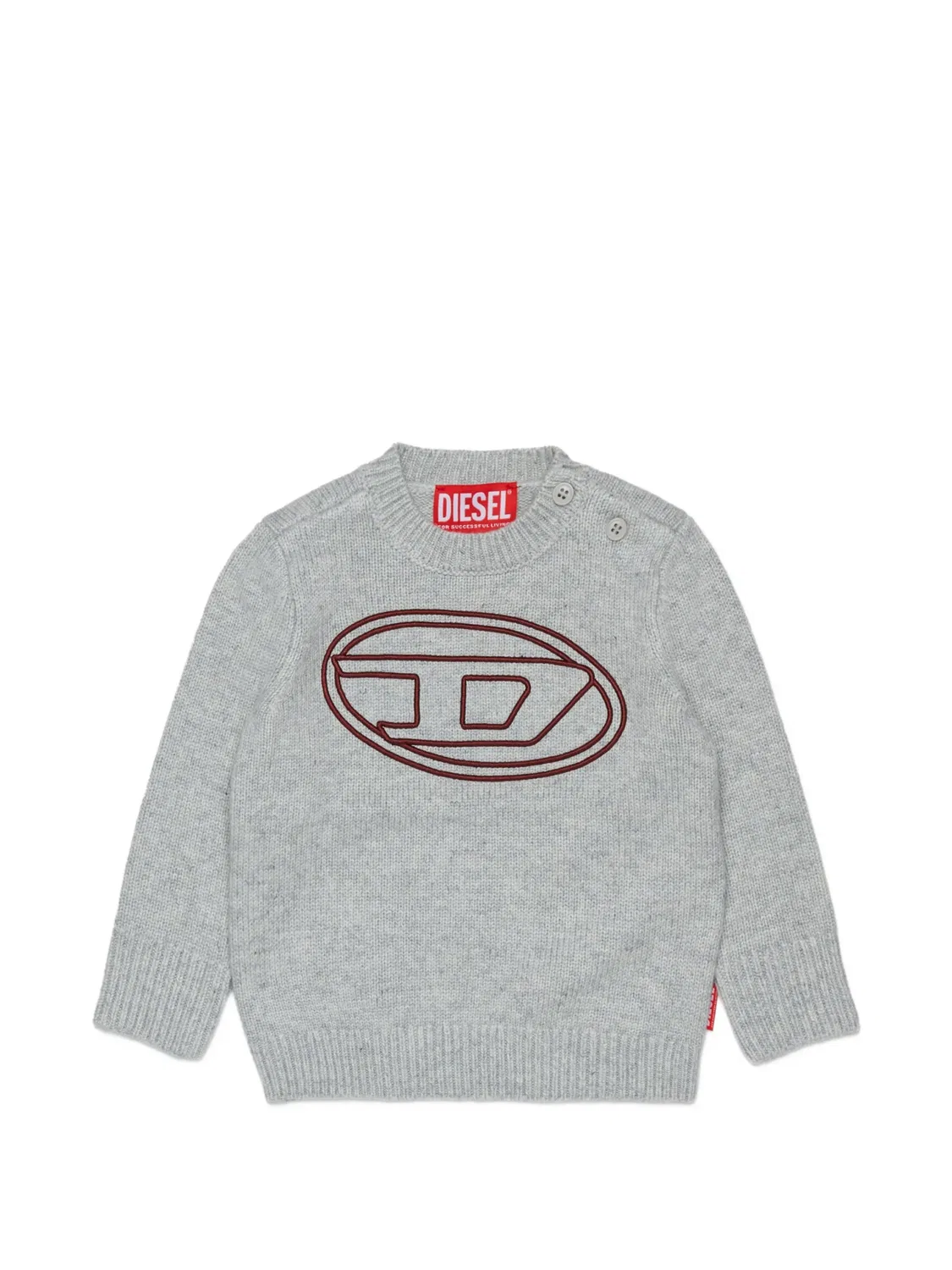 Свитер с вышитым логотипом Diesel Kids, серый