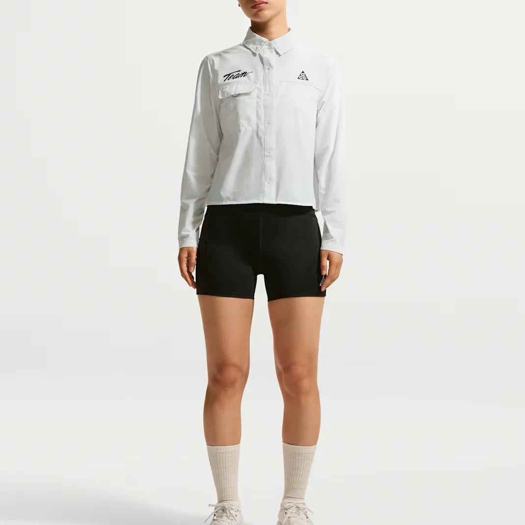 Женская куртка для бега с воротником Nike ACG Running Jackets, Peak White/Black — фото 3