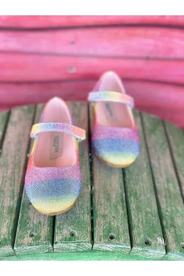 Детские балетки для девочек с принтом Surpie Shoes, Rainbow — фото 2