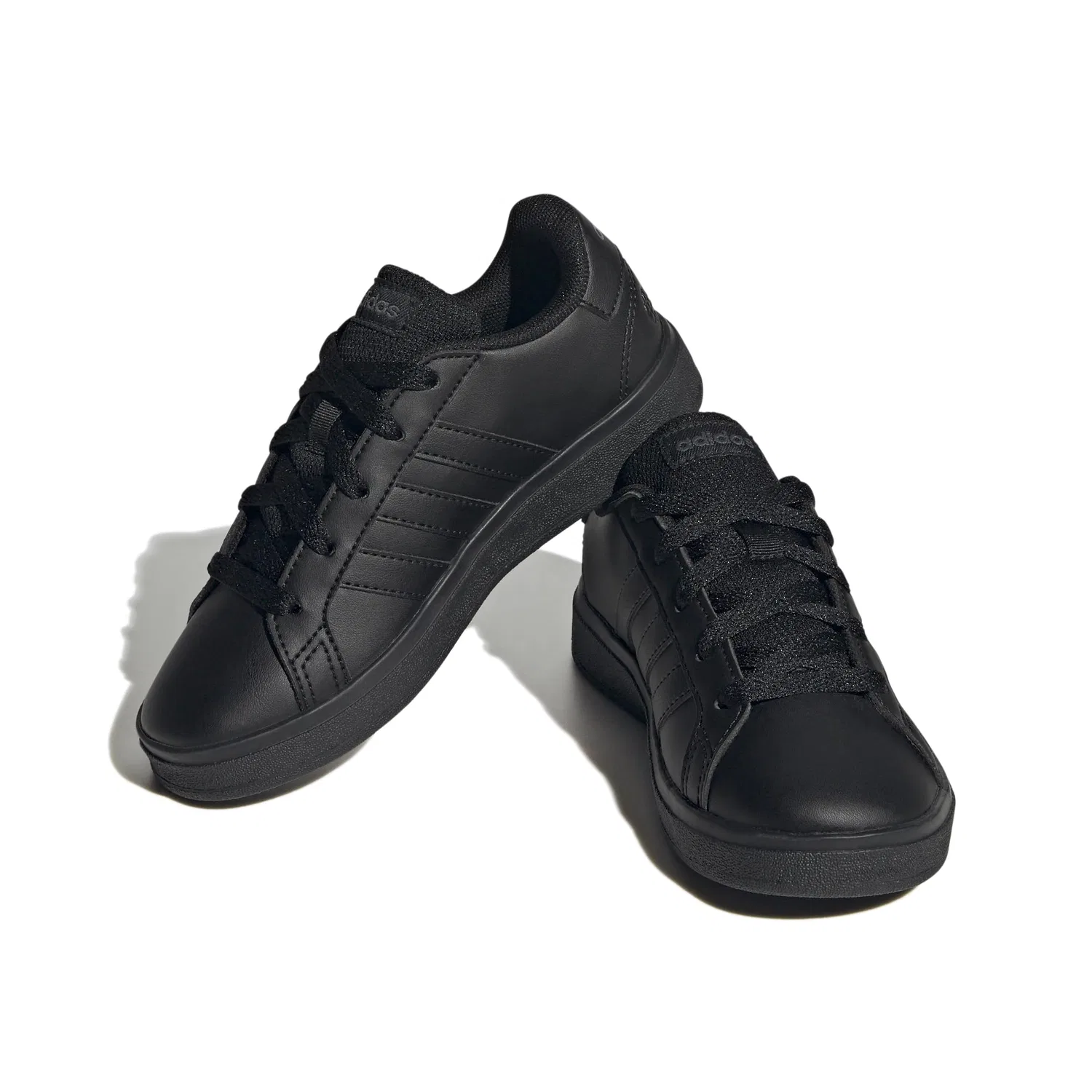 Детские кроссовки для мальчиков с шнуровкой Grand Court Lifestyle Tennis Lace-up Adidas, Carbon Black Carbon Black Grey Six — фото 3