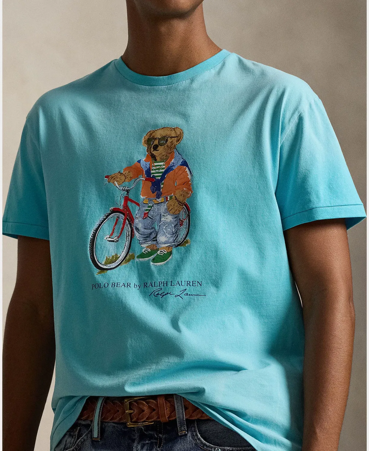 Мужская футболка с принтом Polo Bear Polo Ralph Lauren, Azul Claro — фото 3
