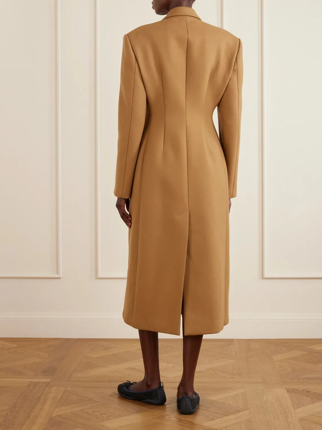 Длинное пальто из смеси шерсти и кашемира BALENCIAGA, коричневый — фото 4