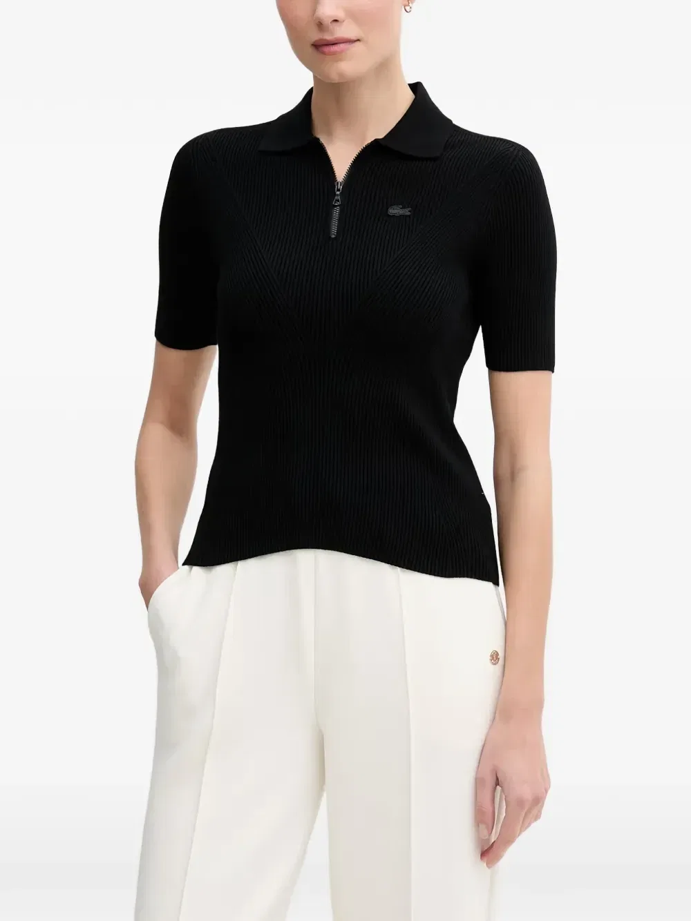 Рубашка поло на молнии Lacoste, черный