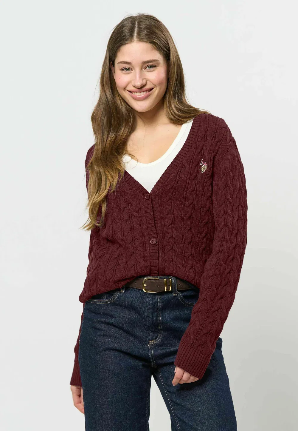 Кардиган Uwlibbi с V-образным вырезом U.S. Polo Assn., Tawny Port