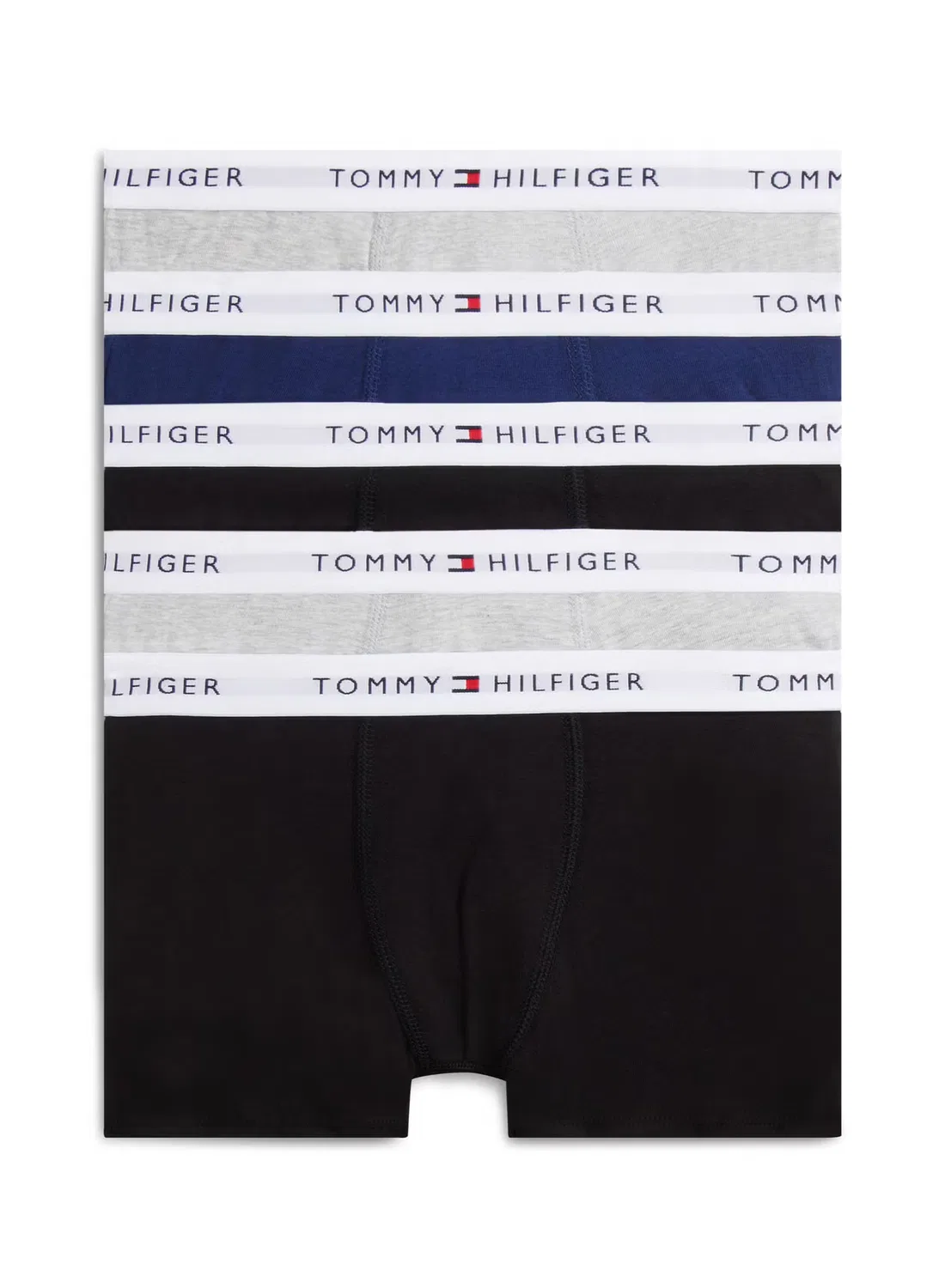 Трусы-боксеры с логотипом на поясе, комплект из 5 штук, Tommy Hilfiger, серый меланж