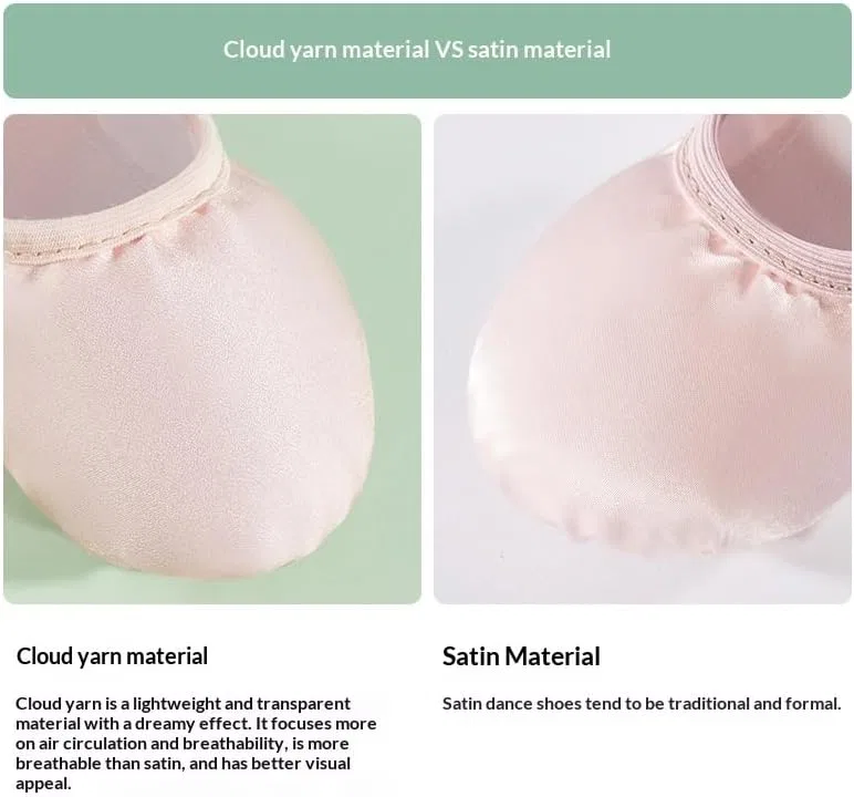 Детские балетки для девочек с блестками Glossy cloud satin inupon, Baby Pink — фото 4