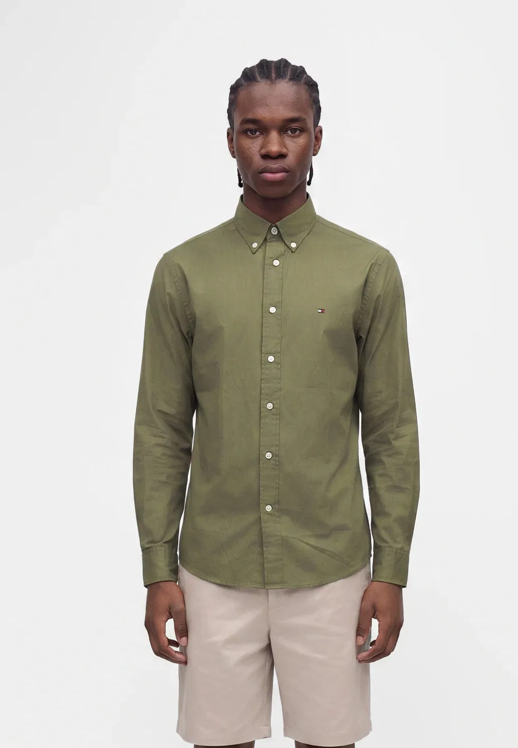 Рубашка Flex Solid - базовые элементы гардероба Tommy Hilfiger, Ghost Fern