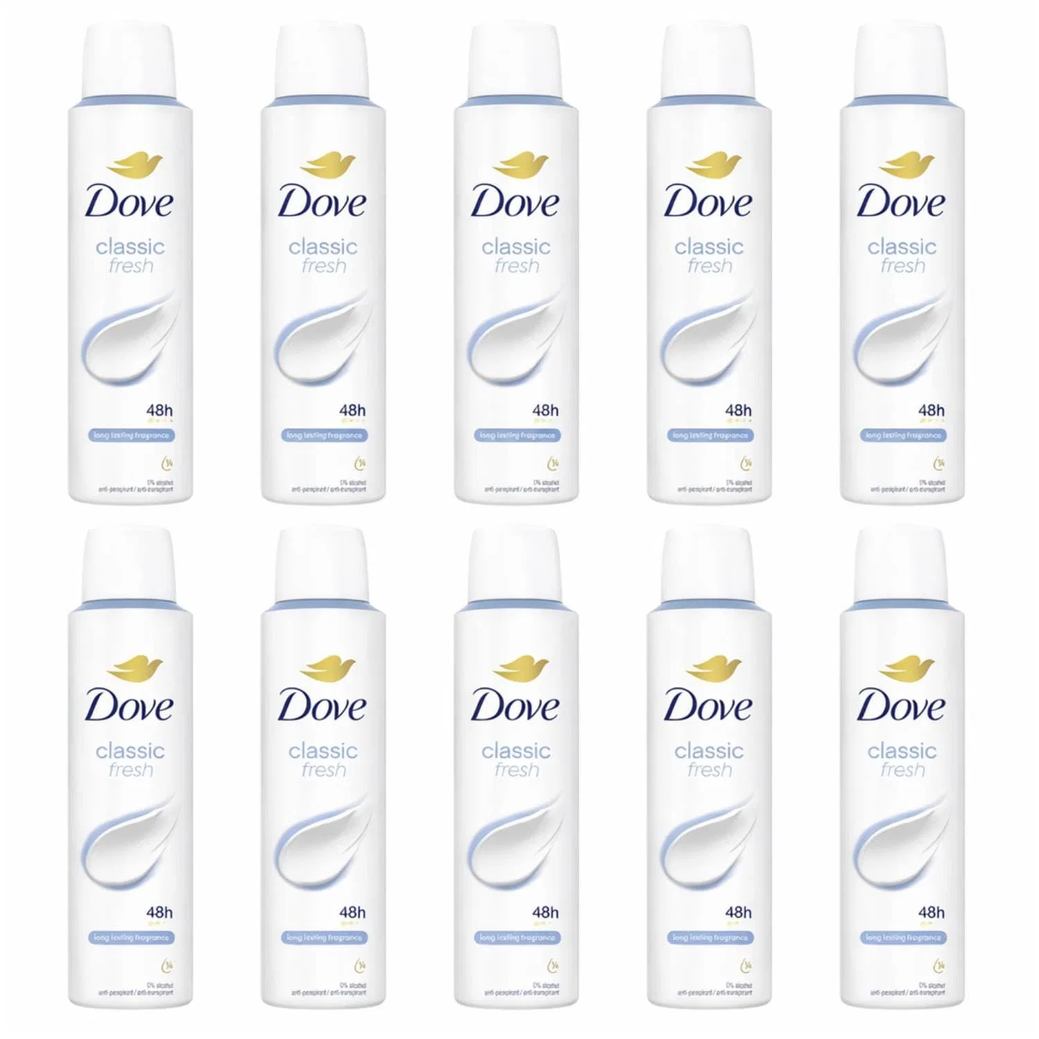 Дезодорант-антиперспирант аэрозольный Dove Classic Fresh, 48H, без алкоголя, 150 мл, 12 шт, пудровый