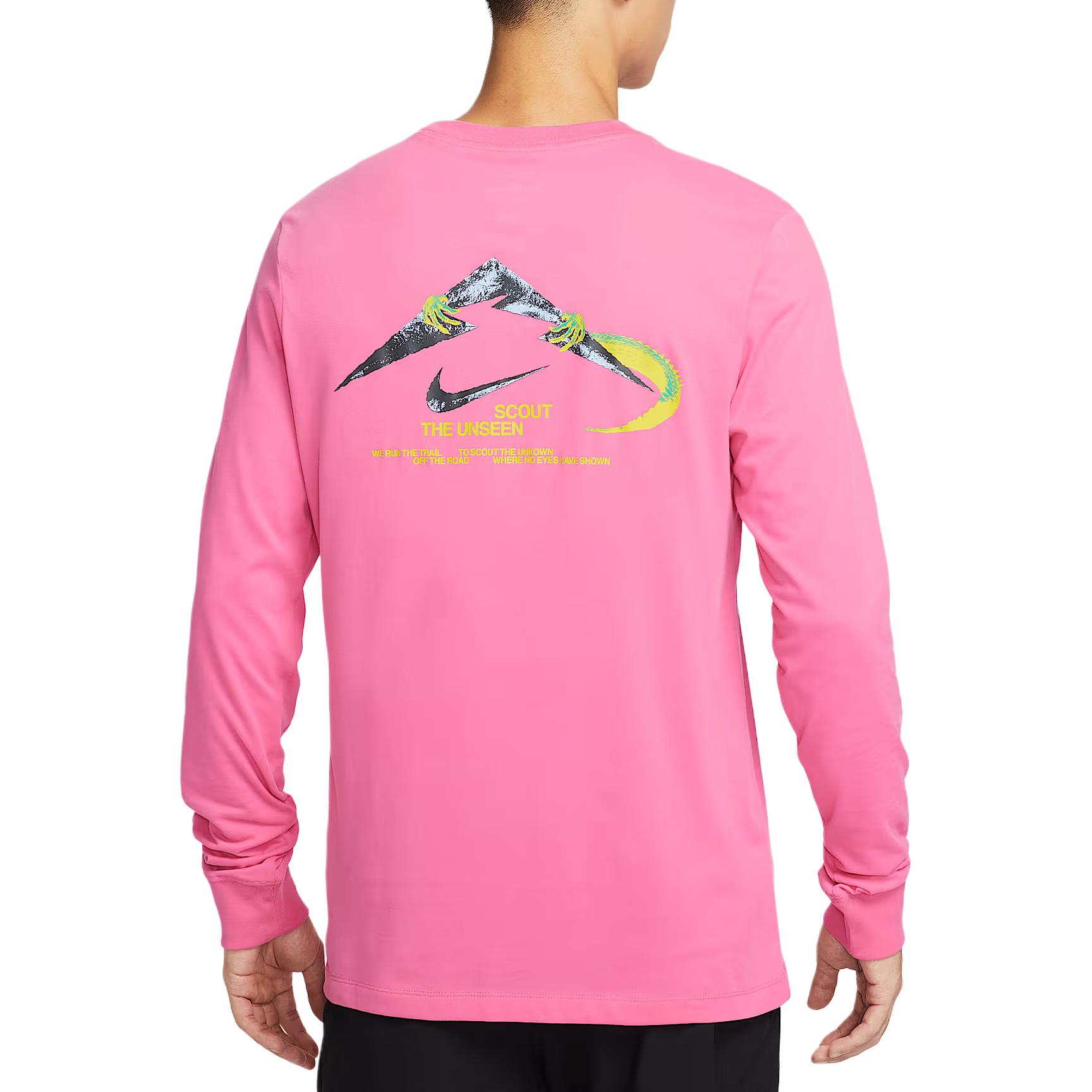 Мужская футболка для бега Trail Dri FIT с длинными рукавами Nike, розовый — фото 3