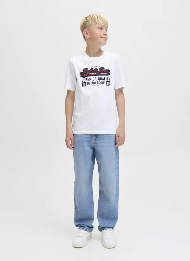 Футболка с принтом, Jack & Jones Junior, облачно-белый — фото 4