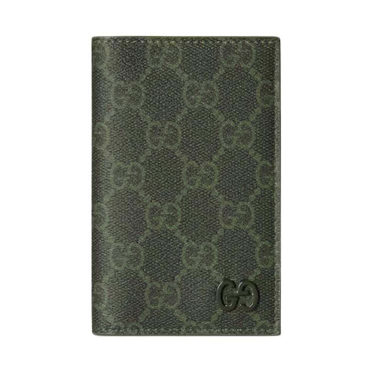 

GUCCI Кошелек GG Monogram из прорезиненной ткани мужской лесной зеленый