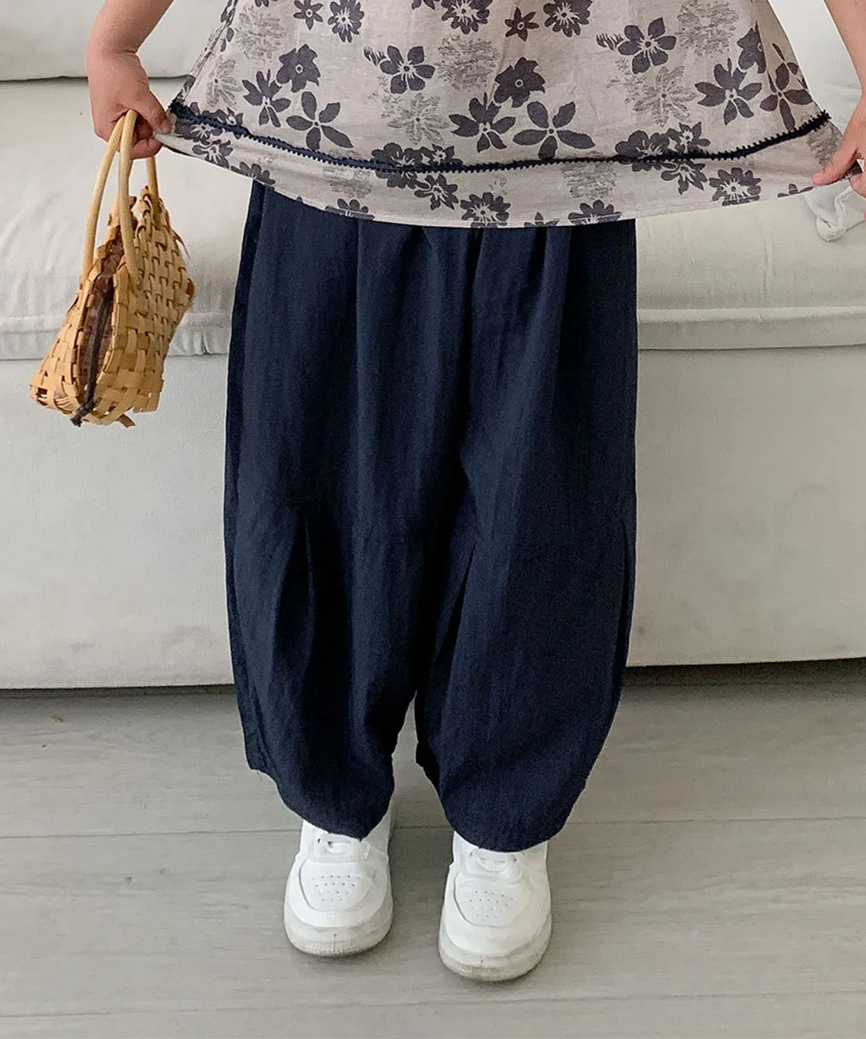 Детские широкие брюки с защипами aimoha, Navy