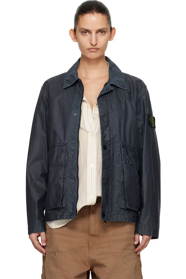 Куртка из вощеной хлопчатобумажной ткани темно-синего цвета 4100054 Stone Island