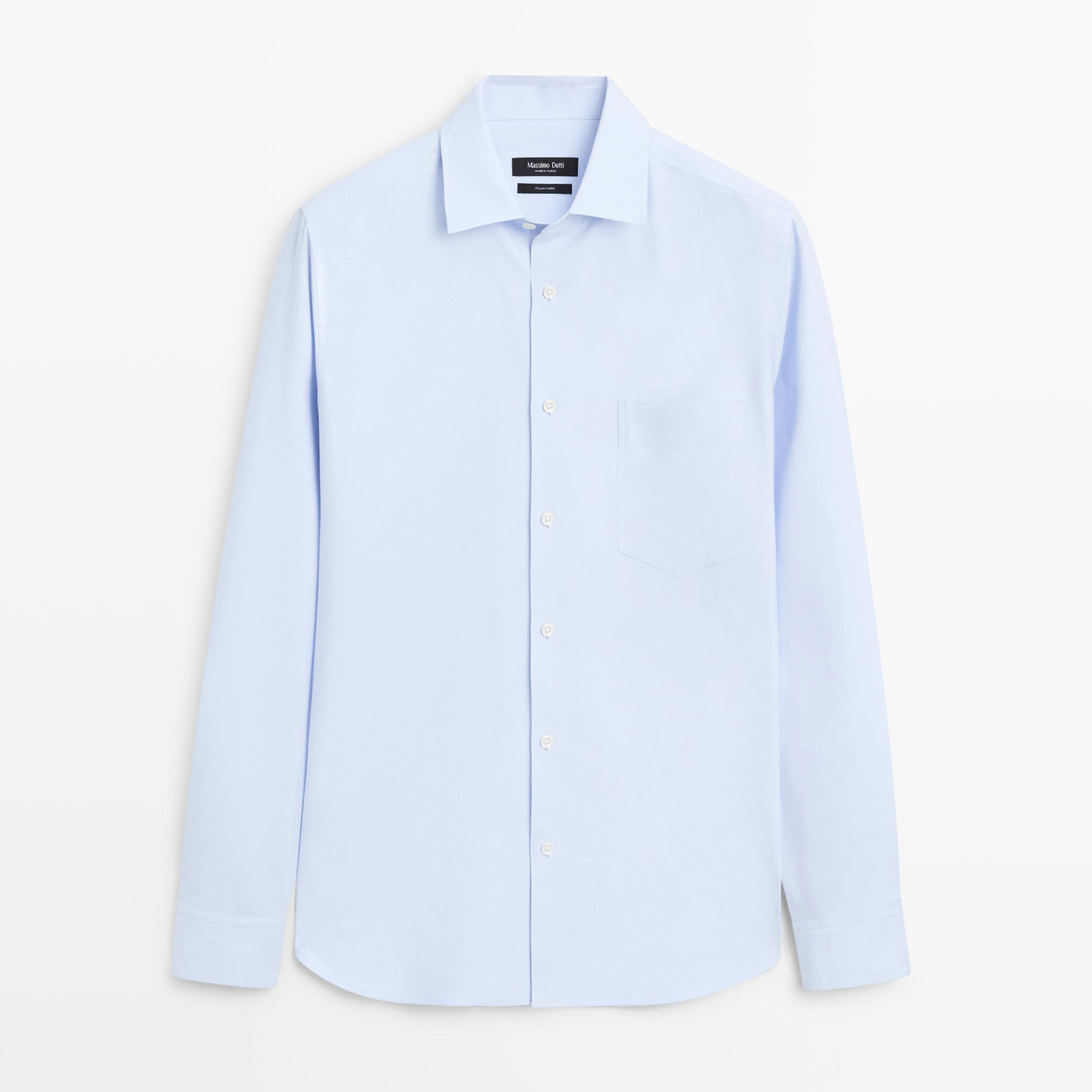 Рубашка Massimo Dutti Cotton Blend With Pocket Detail, голубой