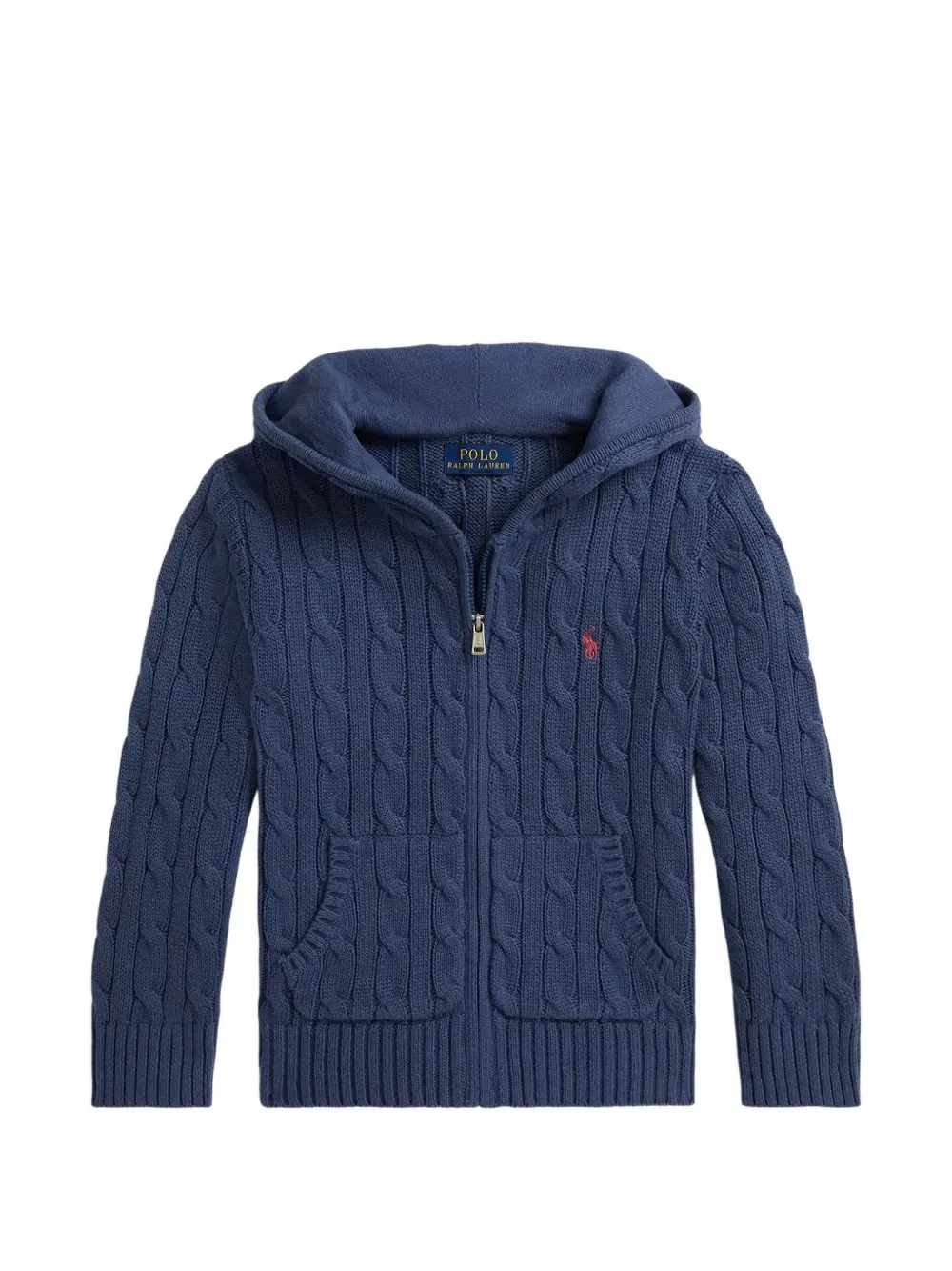 Джемпер с капюшоном крупной вязки Polo Ralph Lauren Kids, синий