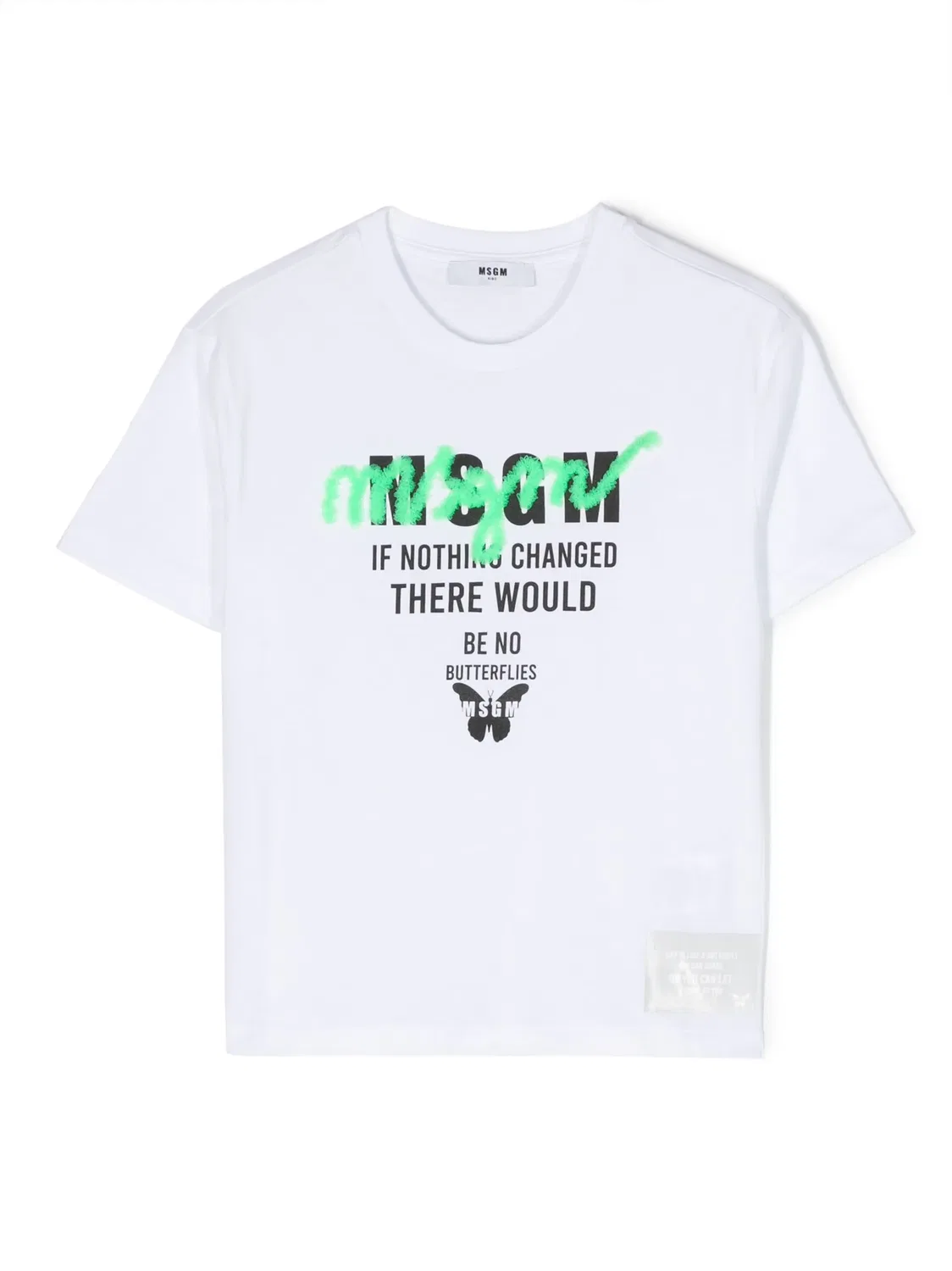 Футболка с логотипом и тюлевыми вставками MSGM, белый