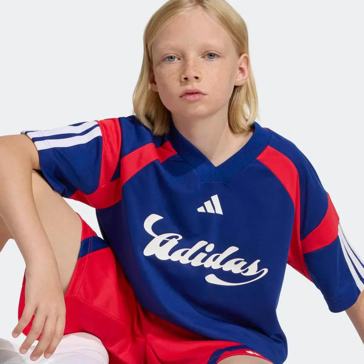 Детская футболка с принтом House of Tiro adidas, Azul — фото 4