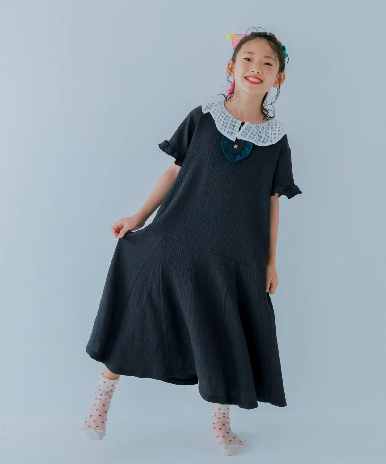 Детское платье с рюшами Fruit unica, Charcoal Grey