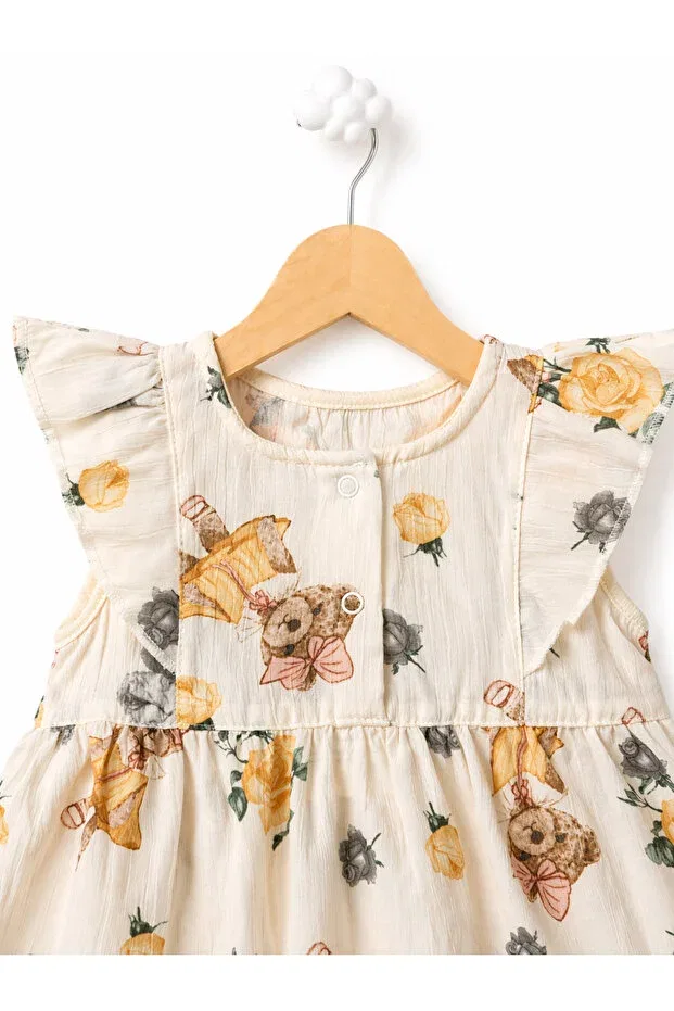 Детское платье для девочек хлопковое For My Baby, Bear-Mustard — фото 3