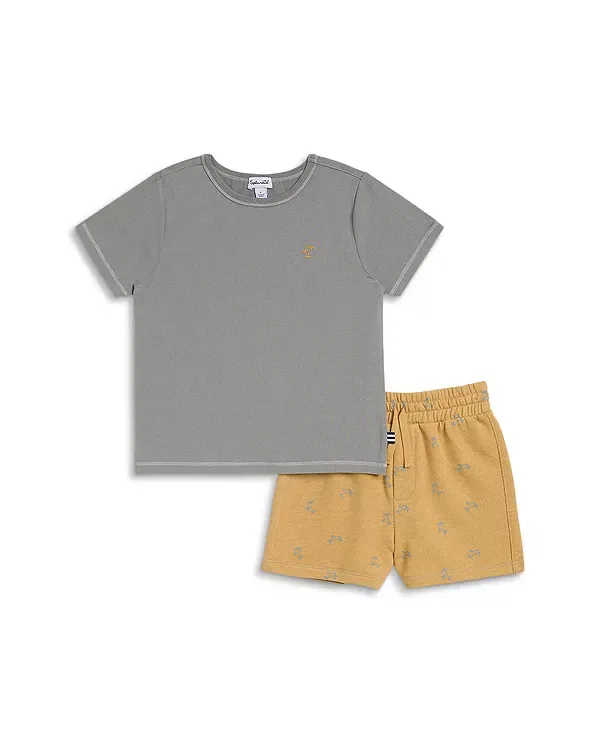 Детский комплект для мальчиков с принтом Palm Tree Toss Tee & Shorts Set Splendid, Pebble