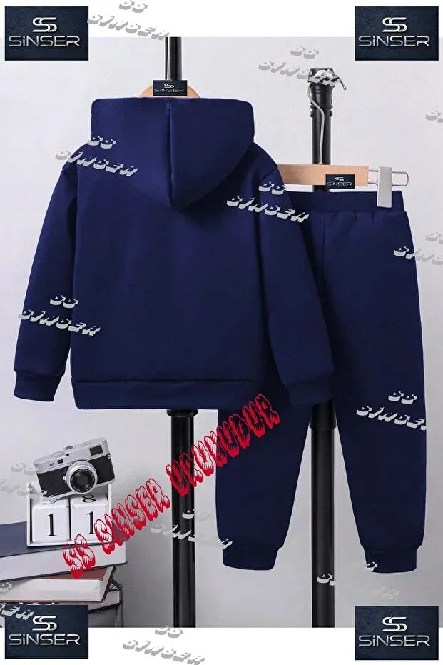 Детский комплект спортивного костюма с принтом Cow Cute Beret Ss Sinser, Navy Blue — фото 2