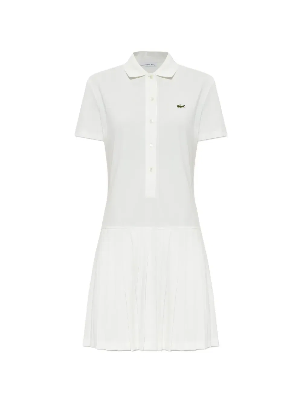 Мини-платье-поло с плиссированной юбкой Lacoste, белый
