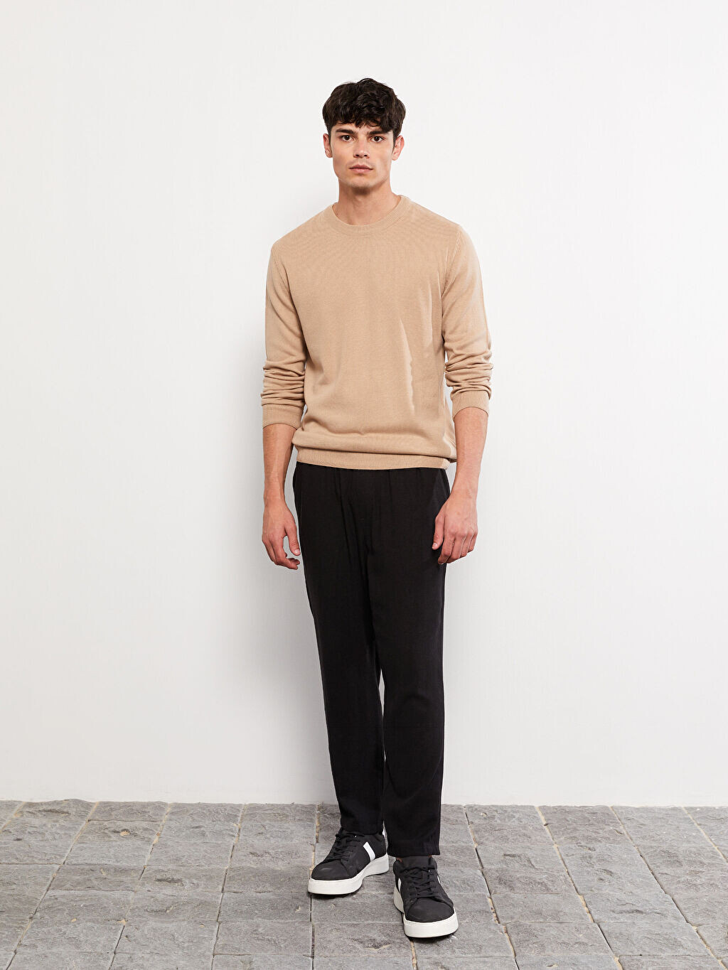 

Мужской трикотажный свитер с круглым вырезом и длинными рукавами LCW Casual, Коричневый, Мужской трикотажный свитер с круглым вырезом и длинными рукавами LCW Casual