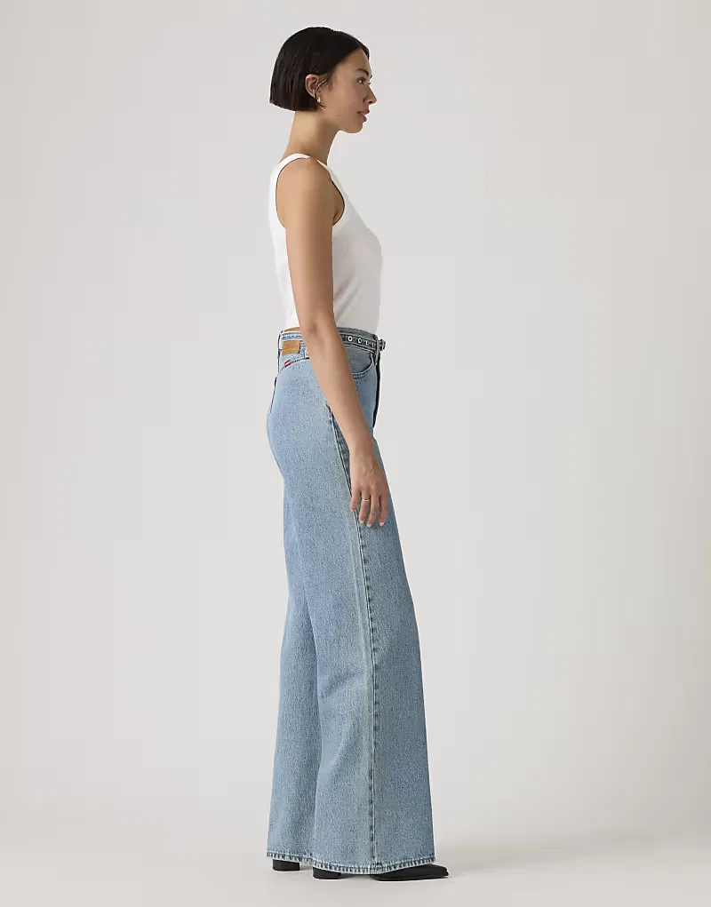 Джинсы Levi's Ribcage с широкими штанинами и поясом, синие — фото 4