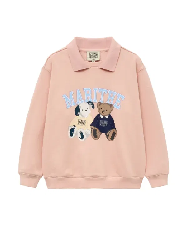 Свитшот с щенком и мишкой Enfant Mari, Marithé Kids, розовый — фото 2