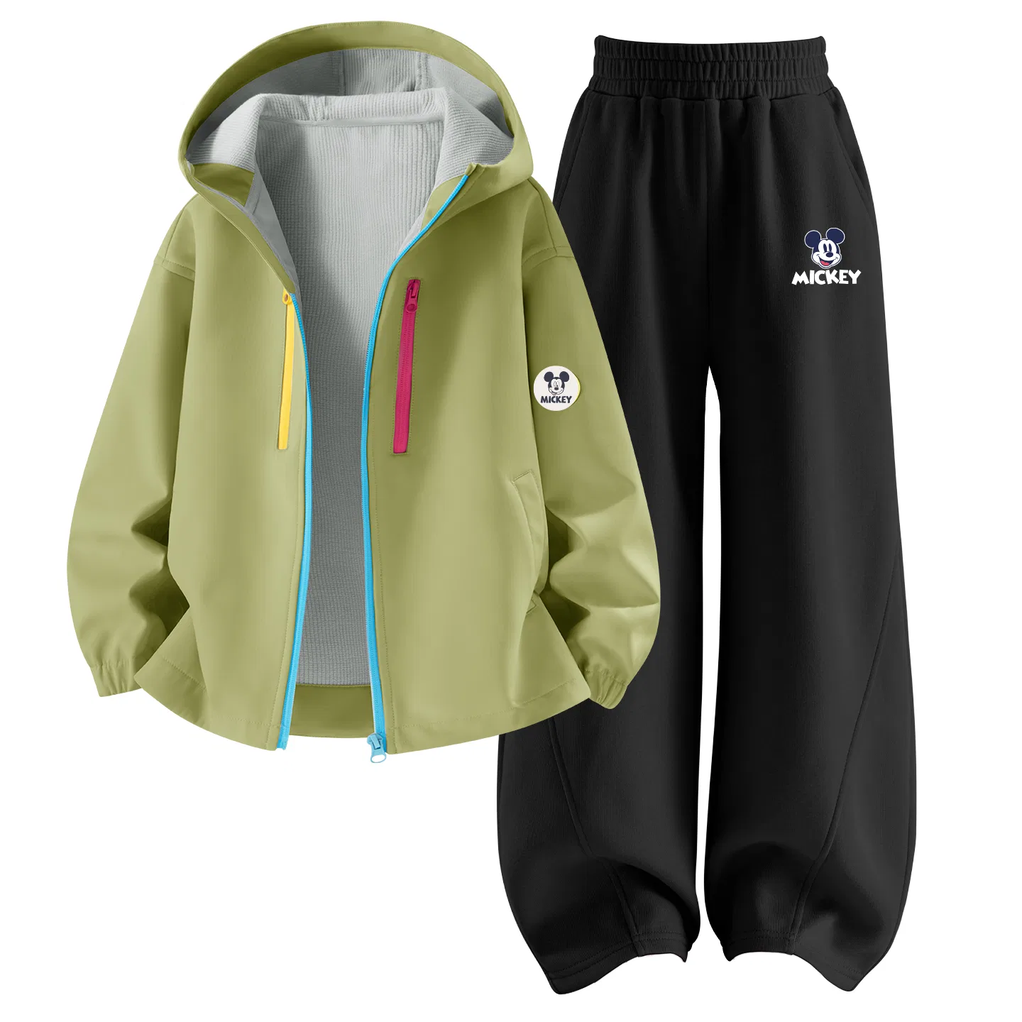 Детский комплект спортивной одежды с капюшоном и ветрозащитой Mickey, Disney, Green/Black