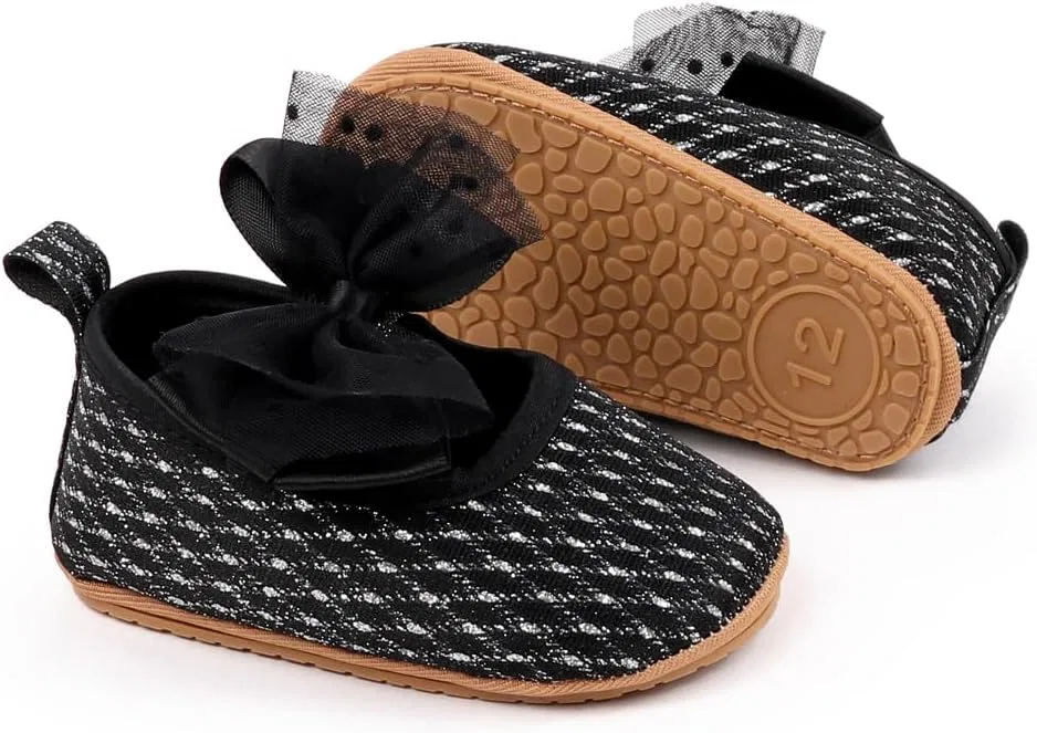 Детские туфли Мэри Джейн для девочек с бантом, модель Bowknot Flats, Purepips, Black — фото 3