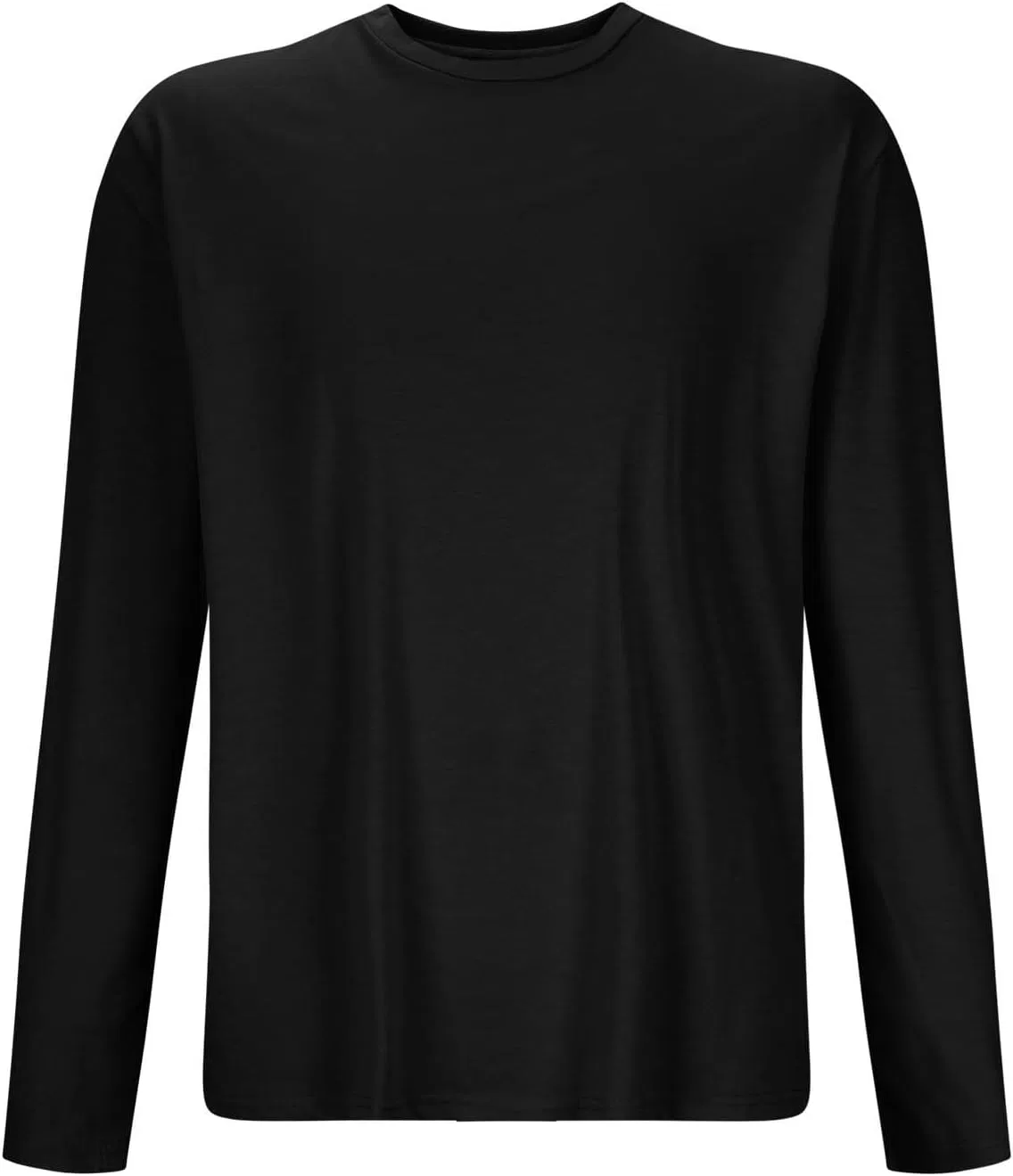 Мужская свободная футболка с длинным рукавом из три-бленд ткани Generic, Black — фото 4