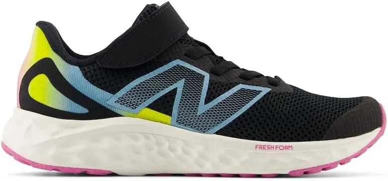 Детские кроссовки для девочек с шнурком-резинкой Fresh Foam Arishi V4 Bungee New Balance, Black/Real Pink/Chrome Blue — фото 3